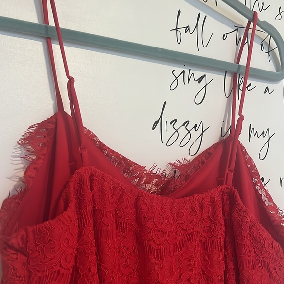 NWT Monteau Los Angeles Red Thin Adjustable Strap Lace Tank Sz XL - Picture 5 of 5